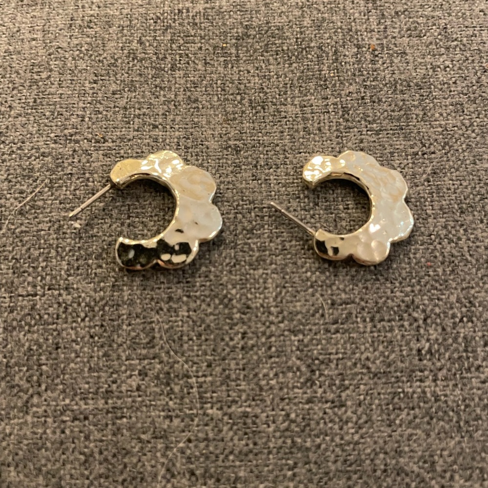 Half flower silver earrings